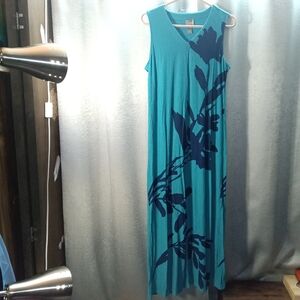 Teal & Navy Sleeveless Maxi Dress